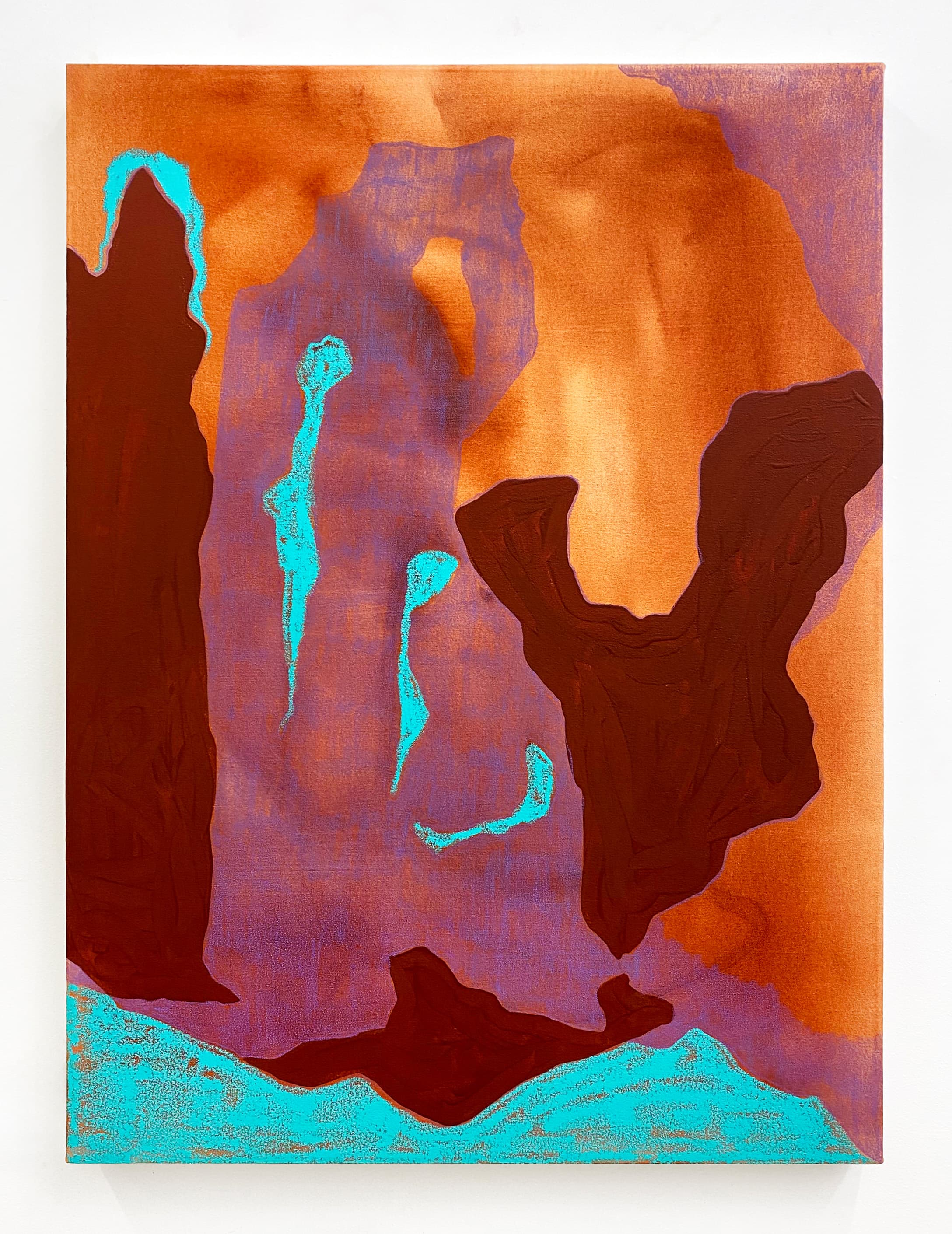The Force of Forgetting, Acrylic, caran d'ache, & oil stick on canvas, 40 x30 , 2025